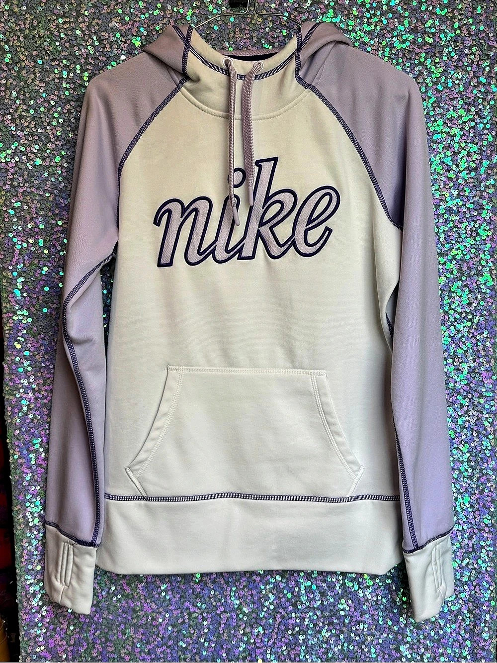 Nike Therma-FIT Colorblock Hoodie White & Purple